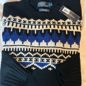 Polo Ralph Lauren Cotton Cashmere Angora Fair Isle  Sweater Men’s Sz L